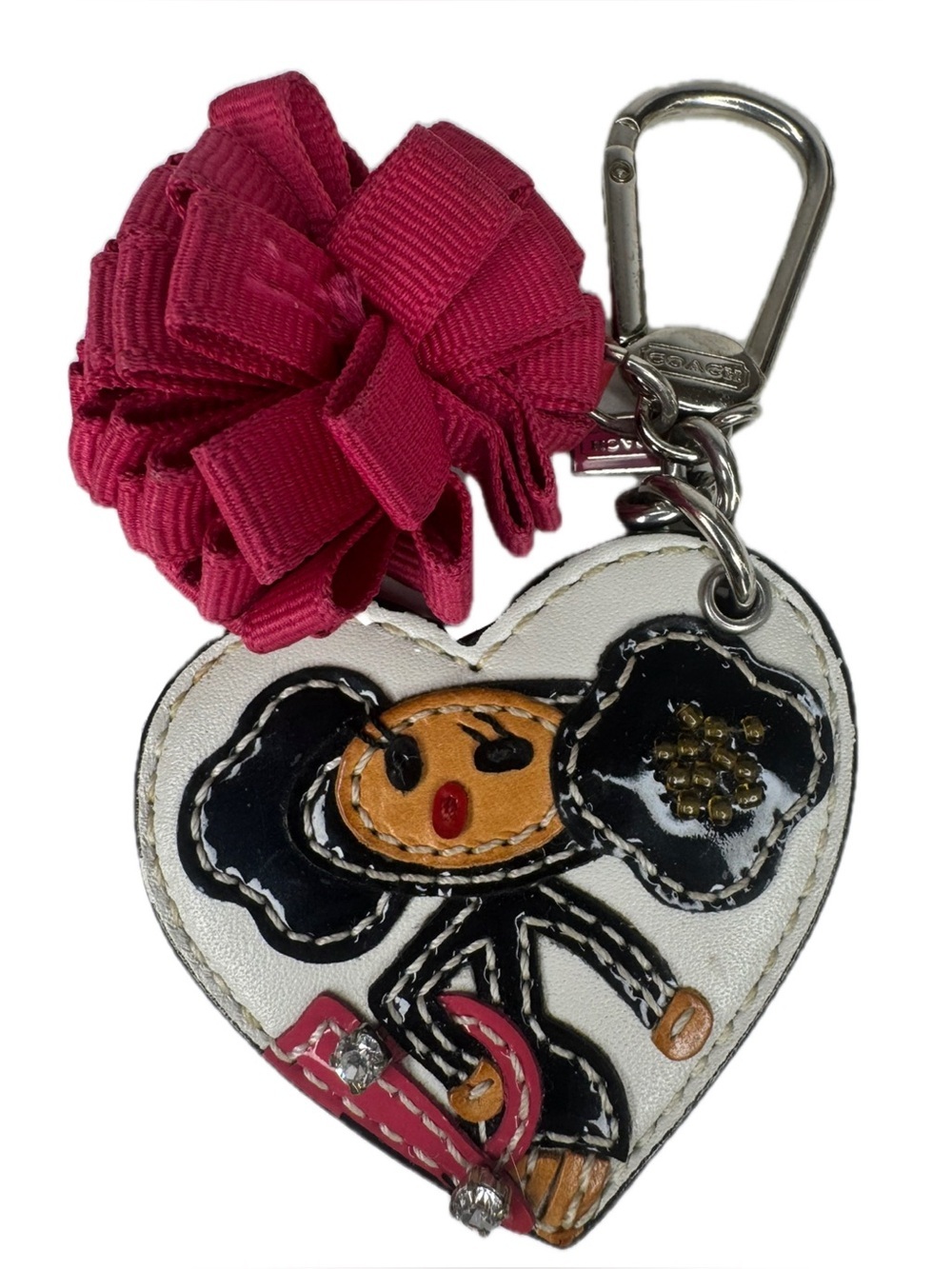 Coach Y2K Poppy Chan Pepper Heart Fob Keychain